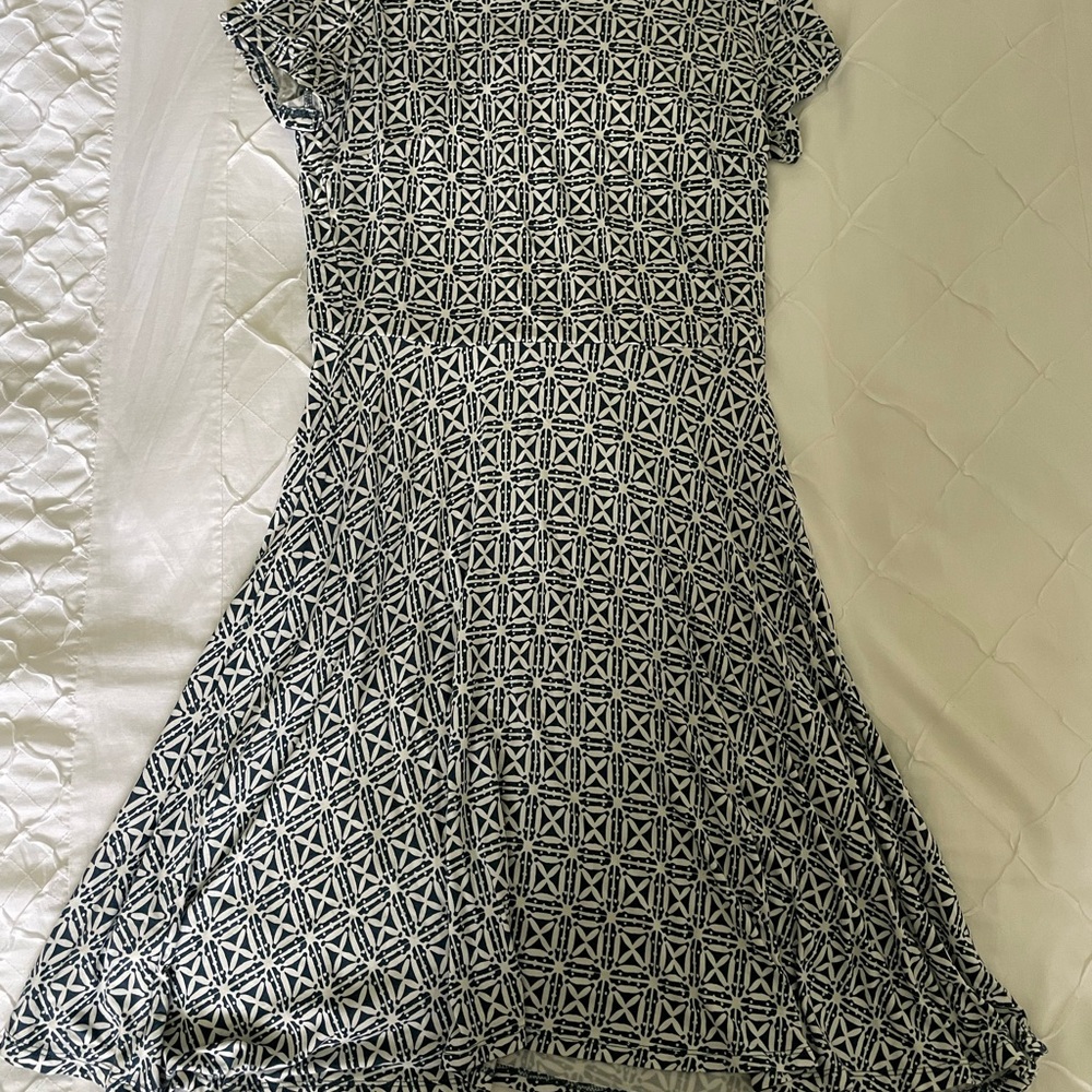 LOFT Elegant Blue and White Patterned Dress